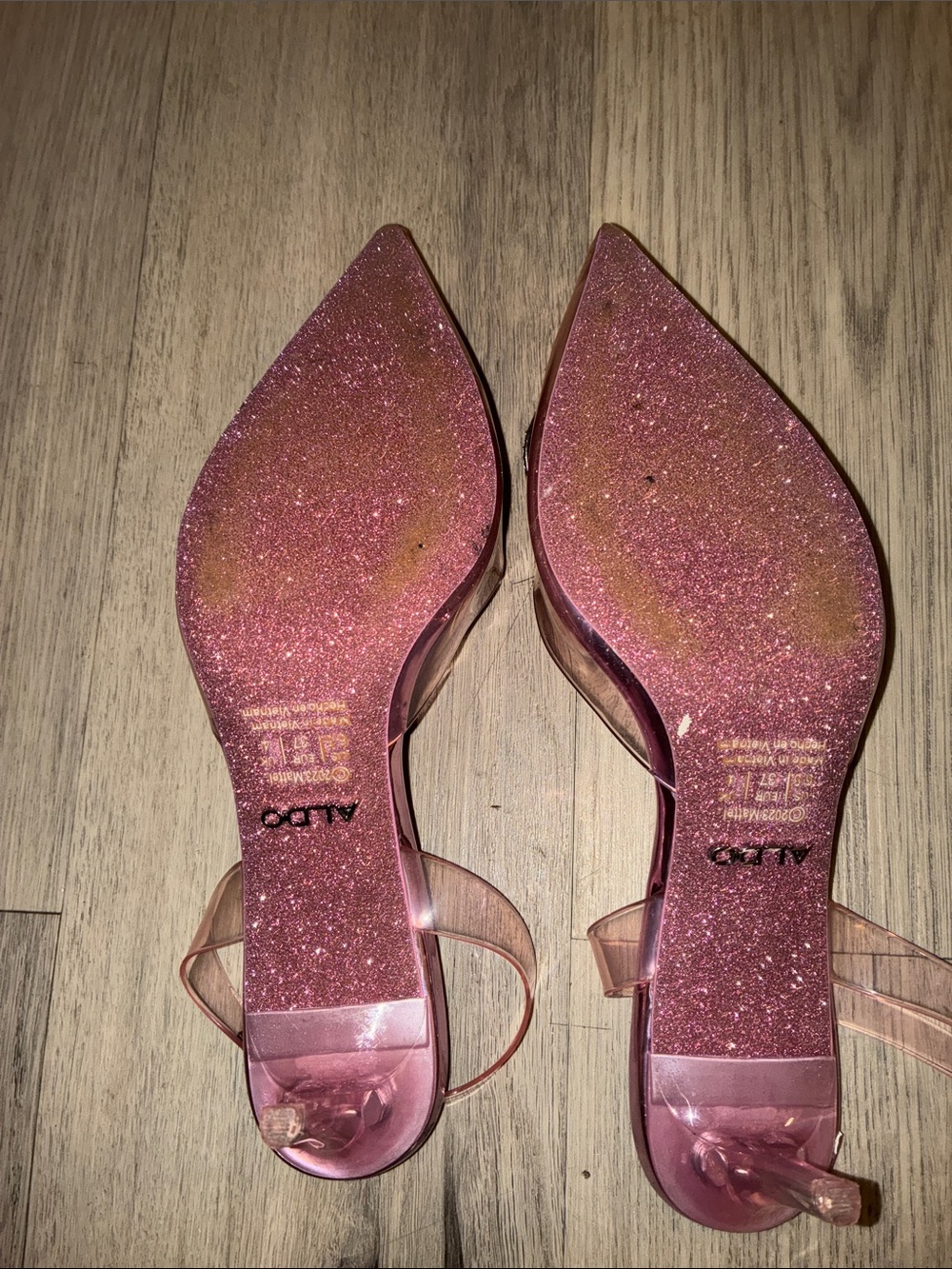 ALDO Barbie Women's Light Pink Slingback Pointed Heels with Crystal Heart - Picture 11 of 16